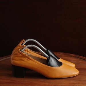 Everlane Shoes Womens SZ 7.5 Mustard Yellow The Day Heel Leather Career Office